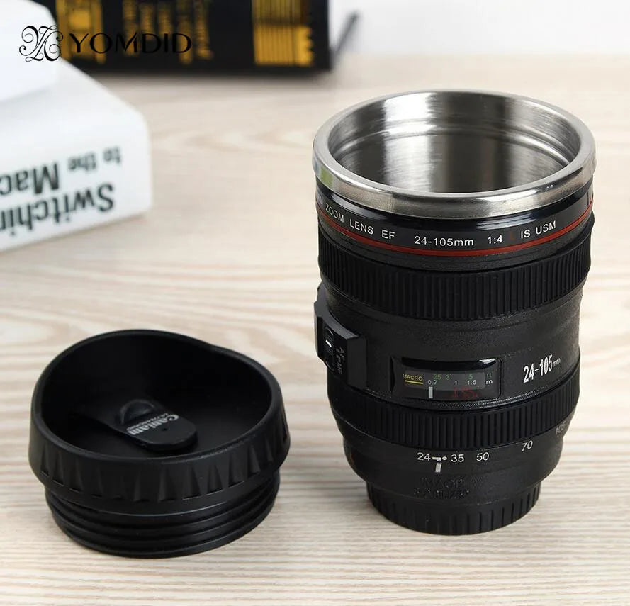 taza de lente de café de EF24-105mm de cámara SLR de acero inoxidable, taza de café caniam a escala 1:1, regalo creativo