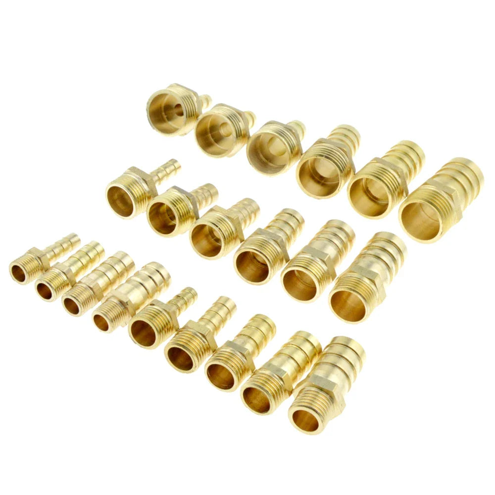 Conexión de latón para tubería de 4 mm, 6 mm, 8 mm, 10 mm, 12 mm y 19 mm. Cola de manguera con espiga 1/8" 1/4" 1/2" 3/8" Adaptador de acoplamiento de cobre con conector macho BSP