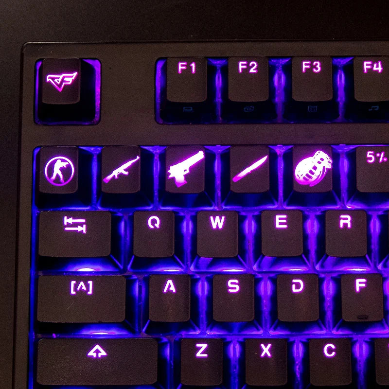 CS GO Gaming-Tastenkappen Key Button CF-Tastenkappen Spiel-Tastenkappe Spielzubehör Persönlichkeitsdurchlässige ABS-Kappe für mechanische Tastatur