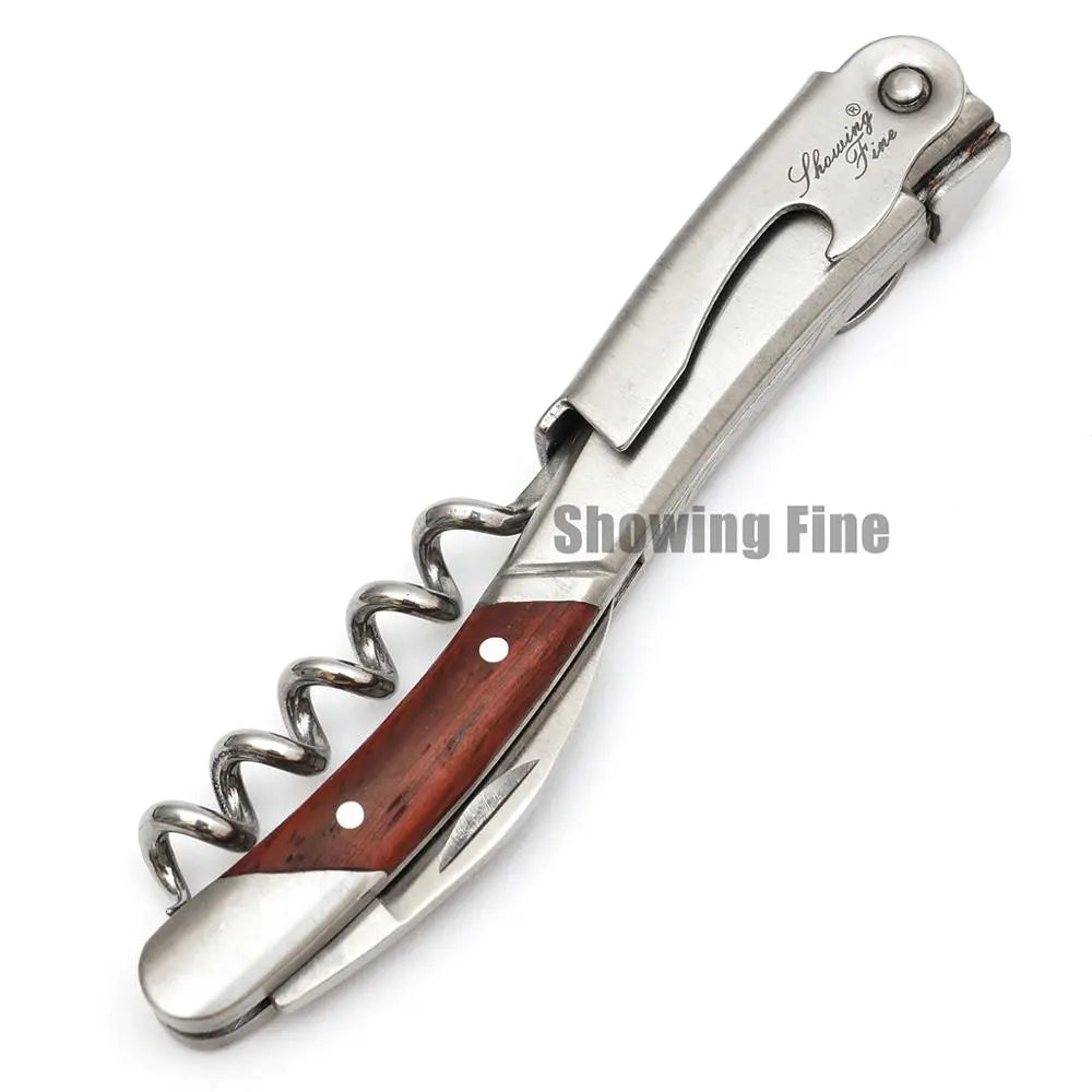 Rosewood Waiter's Corkscrew  Wine Opener  Stainless Steel Bottle Opener with leather case Christmas Gift