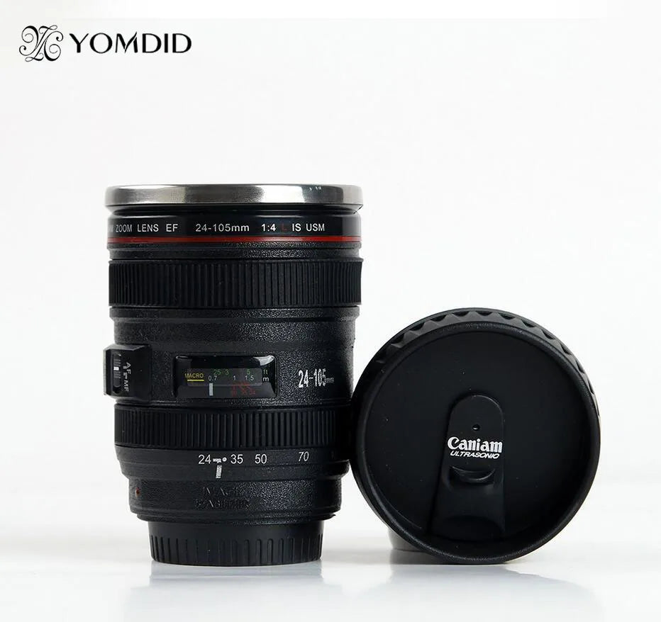 taza de lente de café de EF24-105mm de cámara SLR de acero inoxidable, taza de café caniam a escala 1:1, regalo creativo