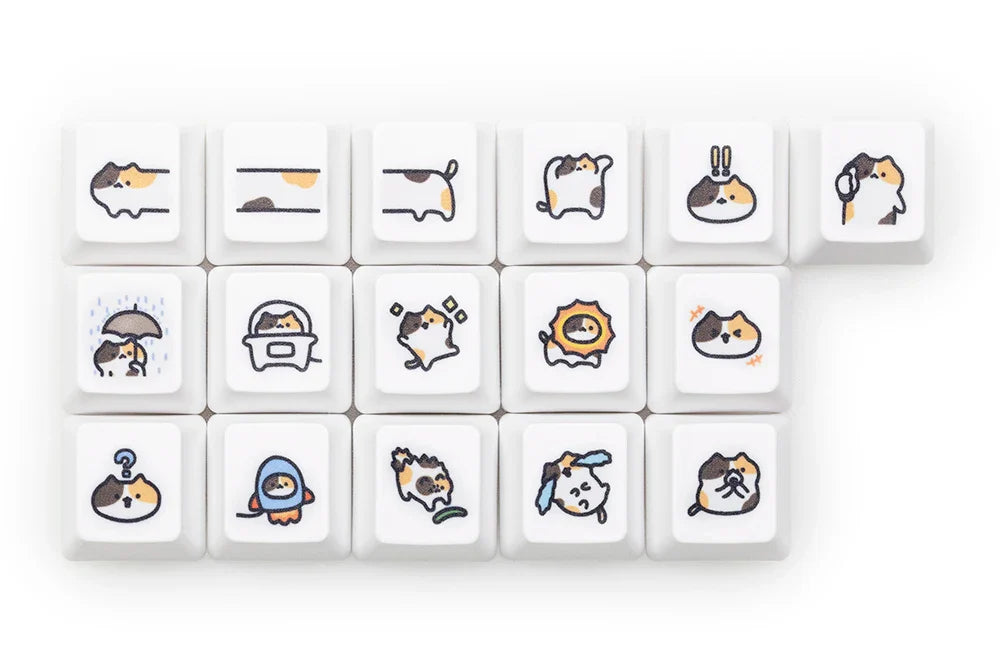 Süße kleine Calico Cat Keycap Kitty Meme Keycap Dye Subbed Keycaps für mx stem Gaming Mechanische Tastaturen Orange Weiß Schwarz