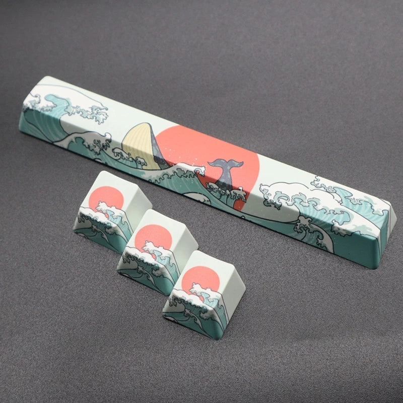2 Keycaps for Mechanical Keyboard PBT Keycap OEM Profile Personalized Space ESC for Key Cap Coral Sea Theme Spacebar Key