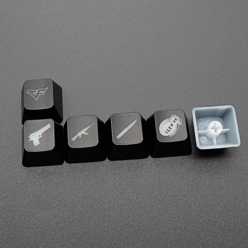 CS GO Gaming-Tastenkappen Key Button CF-Tastenkappen Spiel-Tastenkappe Spielzubehör Persönlichkeitsdurchlässige ABS-Kappe für mechanische Tastatur
