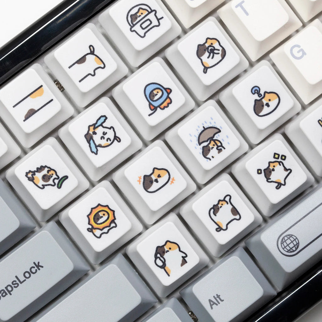 Süße kleine Calico Cat Keycap Kitty Meme Keycap Dye Subbed Keycaps für mx stem Gaming Mechanische Tastaturen Orange Weiß Schwarz