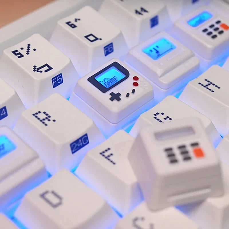 K-04 Tastatur-Tastenkappen, 3-in-1, für mechanische, klassische Retro-Tastatur, niedlicher transparenter Schlüsselkappen-Anzug, niedlicher Knopf, personalisierte Tastenkappen
